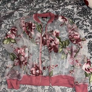 Mesh floral print jacket